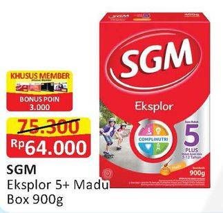 Promo Harga SGM Eksplor 5+ Susu Pertumbuhan Madu 900 gr - Alfamart