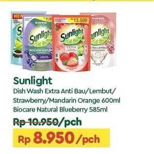 Promo Harga Sunlight Pencuci Piring Anti Bau With Daun Mint, Extra Lembut, Korean Strawberry, Mandarin Orange, Biocare Nature 585 ml - TIP TOP