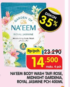 NAEEM Body Wash 400 ml Diskon 37%, Harga Promo Rp14.500, Harga Normal Rp23.290, Maks 4 Pch