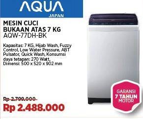 Promo Harga Aqua AQW-77DH | Mesin Cuci Top Load 7 kg BK  - COURTS