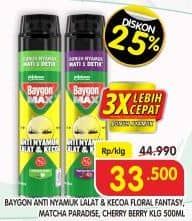 Promo Harga Baygon Max Obat Nyamuk Aerosol  Floral Fantasy, Matcha Paradise, Cherry Berry 500 ml - Superindo