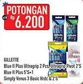 Promo Harga Gillette Blue II Plus Ultragrip/Pivot/Plus/Simply Venus 3  - Hypermart