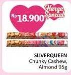 Promo Harga SILVER QUEEN Chunky Bar Almonds, Cashew 95 gr - Alfamidi