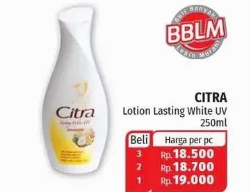 Promo Harga CITRA Hand & Body Lotion Lasting White UV 250 ml - Lotte Grosir