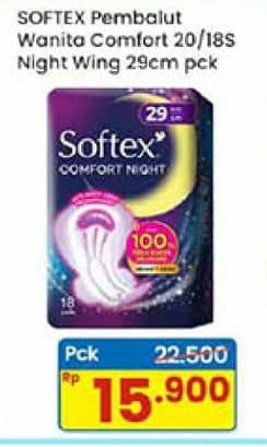 Promo Harga Softex Comfort Night Wing 29cm 18 pcs - Indomaret