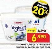 Promo Harga YUMMY Yogurt Strawberry, Raspberry, Blueberry 80 gr - Superindo