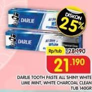 Promo Harga Darlie Toothpaste All Shiny White Lime Mint, All Shiny White Charcoal Clean 140 gr - Superindo