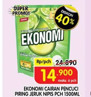 Promo Harga Ekonomi Pencuci Piring Power Liquid Jeruk Nipis 1500 ml - Superindo