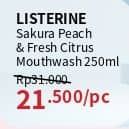 Promo Harga Listerine Mouthwash Antiseptic Sakura Peach, Fresh Citrus 250 ml - Guardian