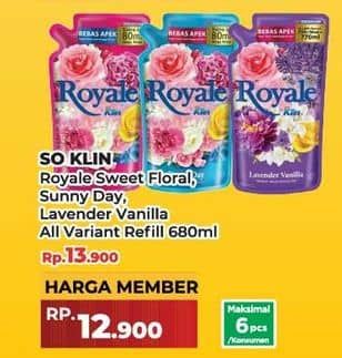 Promo Harga So Klin Royale Parfum Collection Sweet Floral, Sunny Day, Lavender Vanilla 680 ml - Yogya