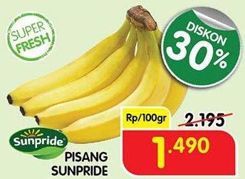 Promo Harga SUNPRIDE Pisang Cavendish per 100 gr - Superindo