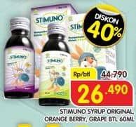 Promo Harga Stimuno Restores Immunes Syrup Orange Berry, Original, Grape 60 ml - Superindo