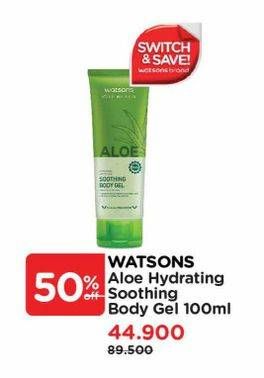 Promo Harga Watsons Aloe Hydrating After Sun Soothing Body Gel  100 ml - Watsons
