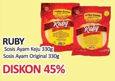 Promo Harga RUBY Sosis  Ayam Keju, Original 330 gr - Yogya