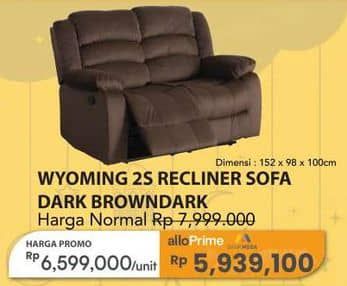 Promo Harga Wyoming 2S Recliner Sofa  - Carrefour