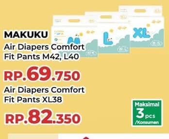 Promo Harga Makuku Comfort Fit Diapers Pants M42, L40 40 pcs - Yogya