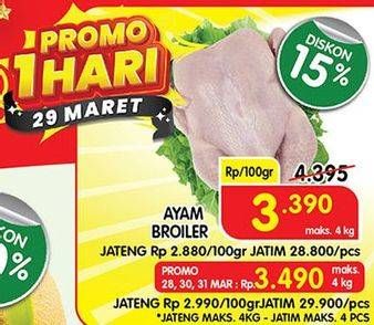 Promo Harga Ayam Broiler per 100 gr - Superindo