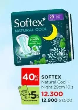Promo Harga Softex Natural Cool+ Super Slim 29cm 10 pcs - Watsons