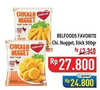 Promo Harga Belfoods Nugget Chicken Nugget, Chicken Nugget Stick 500 gr - Hypermart