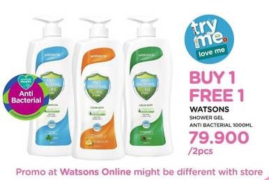 Promo Harga WATSONS Shower Gel Anti Bacterial per 2 botol 1 ltr - Watsons