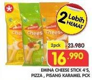 Promo Harga EMINA Cheese Stick Pizza, Pisang Karamel per 2 pouch 4 pcs - Superindo