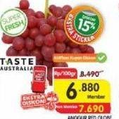 Promo Harga Anggur Red Globe A All Variants per 100 gr - Indomaret