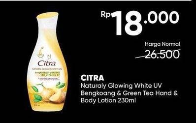 Promo Harga CITRA Hand & Body Lotion Natural Glowing White UV Bengkoang Green Tea 230 ml - Guardian
