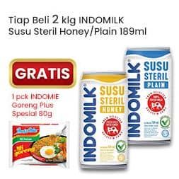 Promo Harga Indomilk Susu Steril Honey, Plain 189 ml - Indomaret