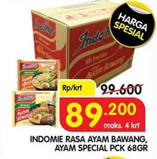 Promo Harga INDOMIE Mi Kuah Ayam Bawang, Ayam Spesial per 40 pcs 69 gr - Superindo