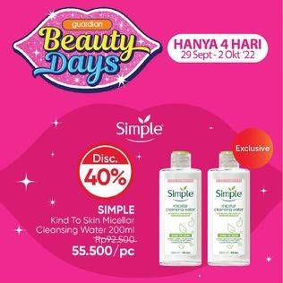 Promo Harga Simple Kind to Skin Micellar Cleansing Water 200 ml - Guardian