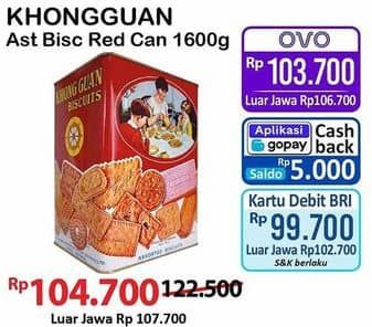 Promo Harga Khong Guan Assorted Biscuit Red 1600 gr - Alfamart