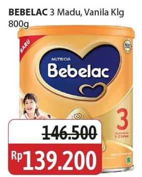 Promo Harga Bebelac 3 Susu Pertumbuhan Madu, Vanila 800 gr - Alfamidi