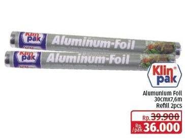 Promo Harga Klinpak Aluminium Foil 30cm X 7.6m per 2 pcs - Lotte Grosir