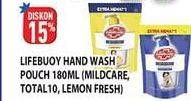 Promo Harga LIFEBUOY Hand Wash Mild Care, Total 10, Lemon Fresh 180 ml - Hypermart
