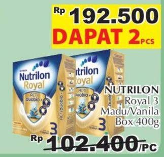 Promo Harga NUTRILON Royal 3 Susu Pertumbuhan Madu, Vanila per 2 box 400 gr - Giant