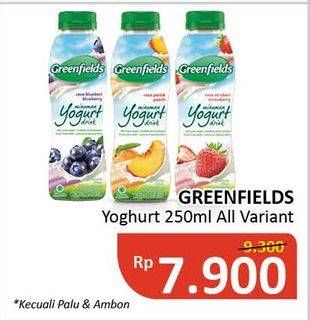 Promo Harga GREENFIELDS Yogurt All Variants 250 ml - Alfamidi
