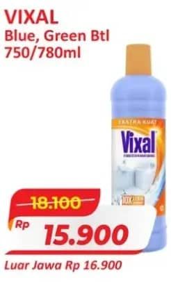 Promo Harga Vixal Pembersih Porselen Blue Extra Kuat, Green Kuat Harum 780 ml - Alfamart