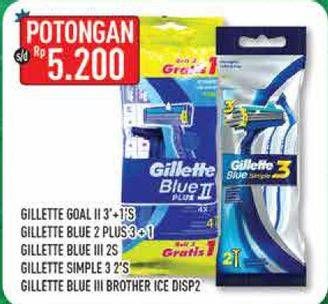 Promo Harga GILLETTE Goal II/Blue II Plus/Blue 3/Blue 3 Simple/Blue 3 Ice  - Hypermart