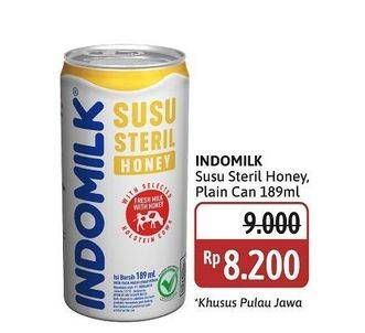 Promo Harga Indomilk Susu Steril Honey, Plain 189 ml - Alfamidi
