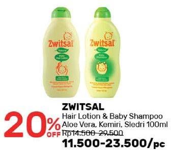 Promo Harga Zwitsal Hair Lotion & Baby Shampoo Aloe Vera, Kemiri, Seledri  - Guardian