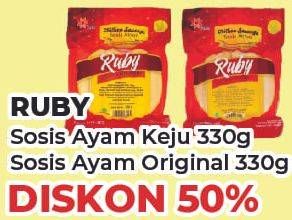 Promo Harga RUBY Sosis  Ayam Keju, Original 330 gr - Yogya