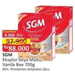 Promo Harga SGM Eksplor Soya 1-5 Susu Pertumbuhan Madu, Vanila 700 gr - Alfamart