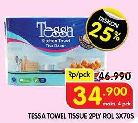 Promo Harga Tessa Kitchen Towel per 3 pcs 70 sheet - Superindo