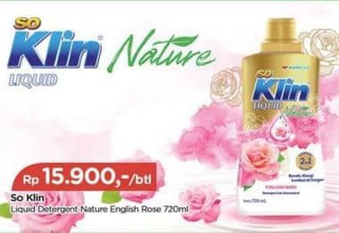 Promo Harga So Klin Liquid Detergent Nature English Rose 720 ml - TIP TOP