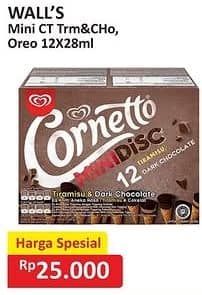 Promo Harga Walls Cornetto Mini Tiramisu Dark Chocolate, Oreo per 12 pcs 28 ml - Alfamart