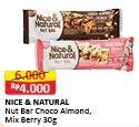 Promo Harga NICE & NATURAL Nut Bar Choco Almond Crunch, Mixed Berry Crunch 30 gr - Alfamart