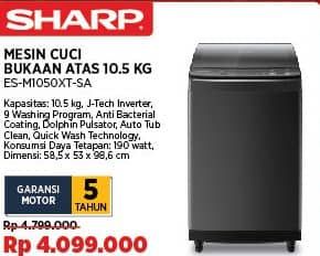 Promo Harga Sharp ES-M1050XT-SA Top Load 10.5 Kg New Megamouth Series 2.0  - COURTS