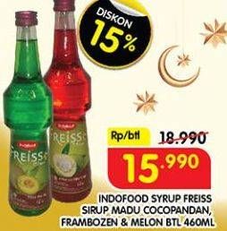 Promo Harga Freiss Syrup Frambozen, Cocopandan, Melon 500 ml - Superindo