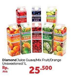 Promo Harga DIAMOND Juice Guava, Mix Fruit, Orange Unsweetened 1000 ml - Carrefour
