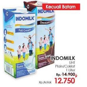 Promo Harga Indomilk Susu UHT Full Cream Plain, Cokelat 1000 ml - Lotte Grosir